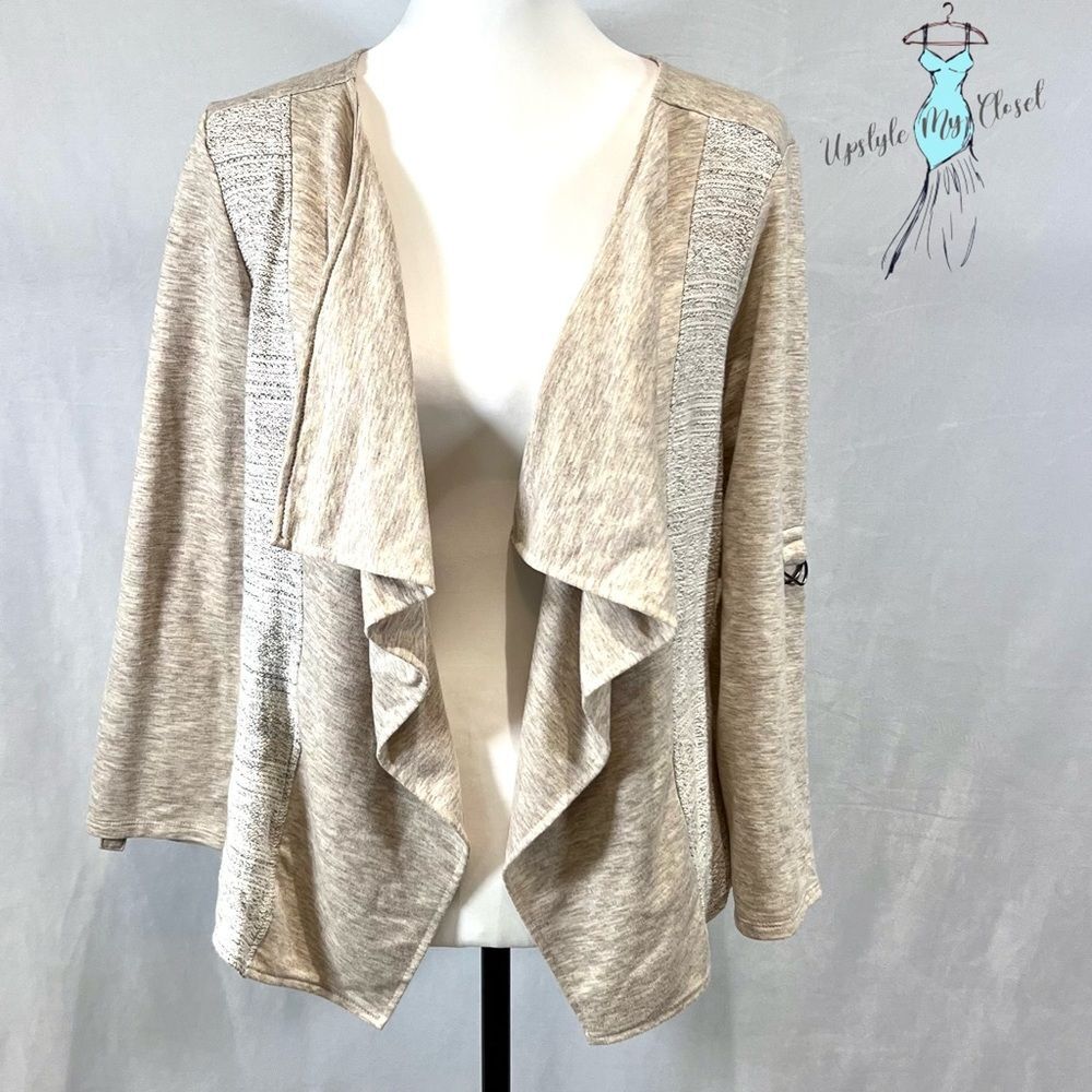 Maurice’s cream waterfall cotton blend cardigan sweater jacket size large